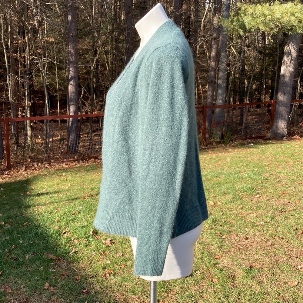 Soft Deep Sage Green Fuzzy Open Front Sweater Siz… - image 3